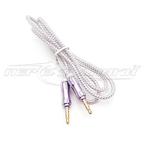 Аудіокабель AUX 3.5 mm jack, 0.9 м, білий, силікон, фото 3