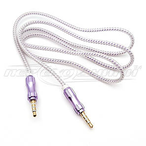 Аудіокабель AUX 3.5 mm jack, 0.9 м, білий, силікон, фото 4