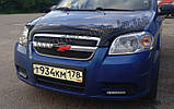 Дефлектор капоту (Мухобійка) Chevrolet Aveo 2005-2012 (Sim), фото 3