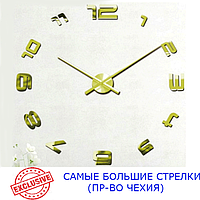 3D Настінний годинник 130 см NC (Чехія) Арабські-S дзеркальний великий золотистий
