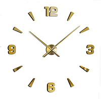 Часы настенные 3D 130 см NC (Чехия) Арабские2-B большие оригинальные золотистые