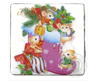 Серветка ТМ "La Fleur" 33х33, 2шари, 20шт, "Мишки в подарунках"