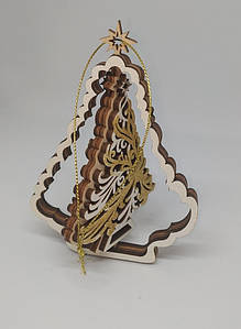 Прикраса новорічна дерев'яна ПОТРІЙНА