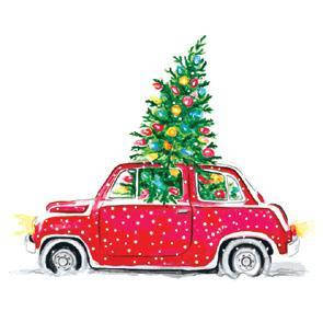 Серветка ТМ "La Fleur" 33х33, 2 шари, 16шт, "Новорічний автомобіль"