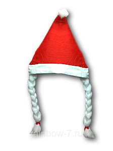 Шапка новорічна Діда Мороза з косичками