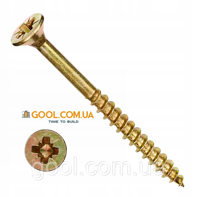 Шуруп саморез универсальный желтый с потайной головкой 6х200мм