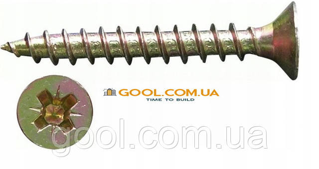 Шуруп саморез универсальный желтый с потайной головкой 6х50мм