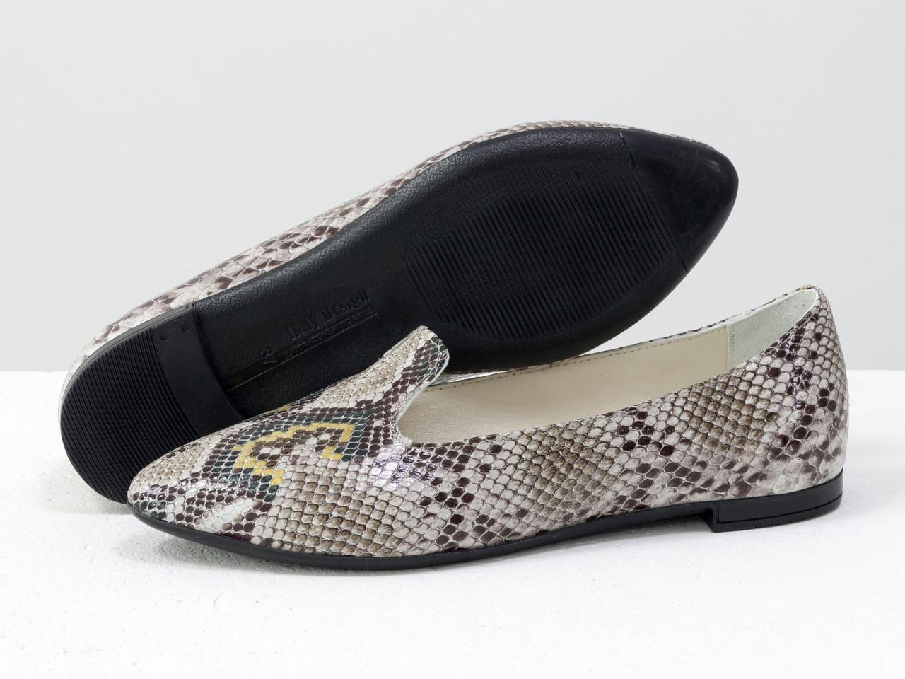 Полегшені туфлі з натуральної ексклюзивної шкіри "Королівський пітон"