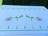 Новорічна скатертина ручної роботи вишита хрестиком на панамі 220*140 см, фото 2