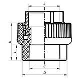 З'єднувальна муфта ВР 50x1.1/2F PPR KOER K0092.PRO (KP0110), фото 3