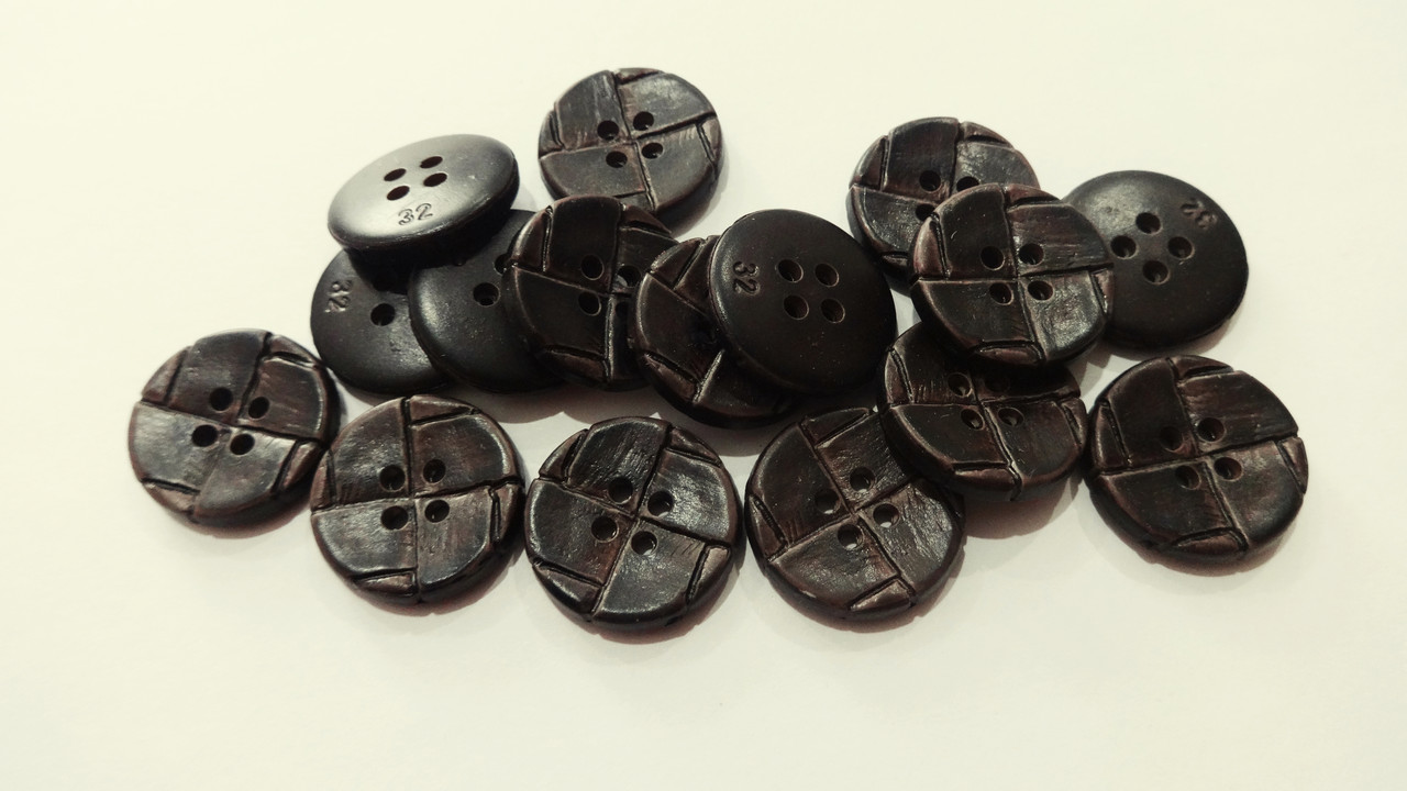 Ґудзики костюмні (під шкіру) 20 мм 4 удари коричневі, фото 1