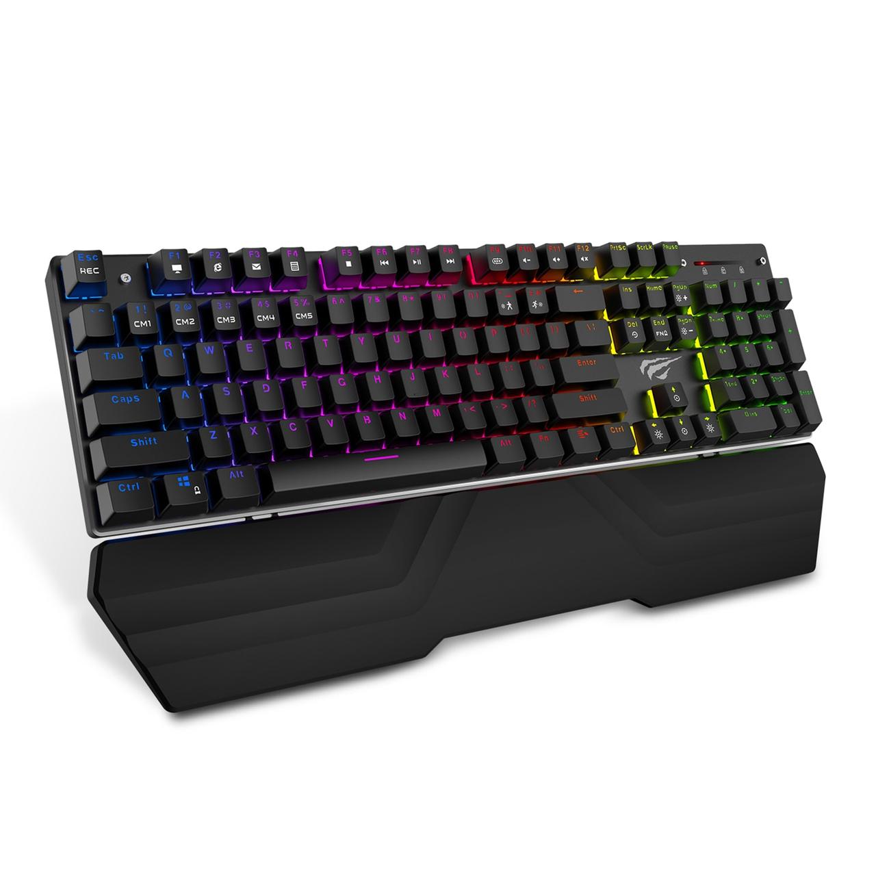 Механічна ігрова клавіатура Havit HV-KB432L Eng з RGB-підсвіткою (Чорний)