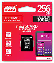 Картка пам'яті MicroSDXC 256GB UHS-I Class 10 GoodRam + SD Adapter (M1AA-2560R12), фото 3