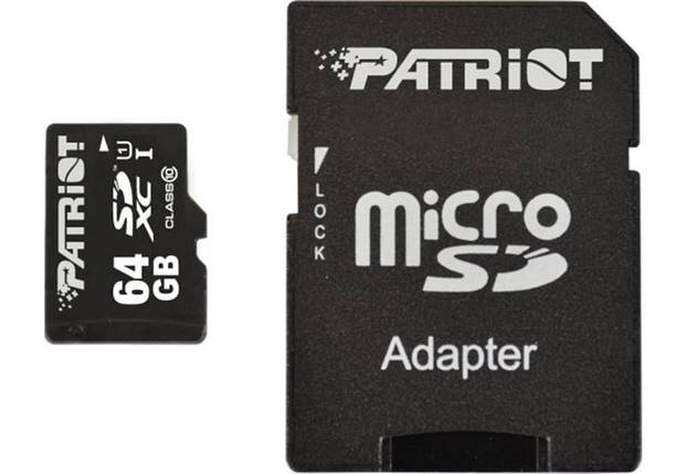 Картка пам'яті MicroSDXC 64GB UHS-I Class 10 Patriot LX + SD Adapter (PSF64GMCSDXC10), фото 1