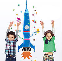 Декоративная наклейка-ростомер на стену в детскую комнату "Ракета AY9028"
