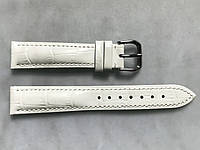 Ремінець для годинника розмір 18 мм натуральна шкіра, білий, текстура крокодила, прошитий, м'який