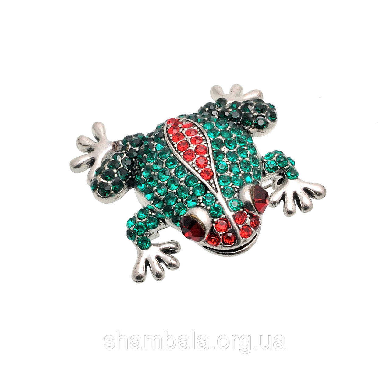 Брошка Fashion Jewerly "Green-red stone frog" (058290)