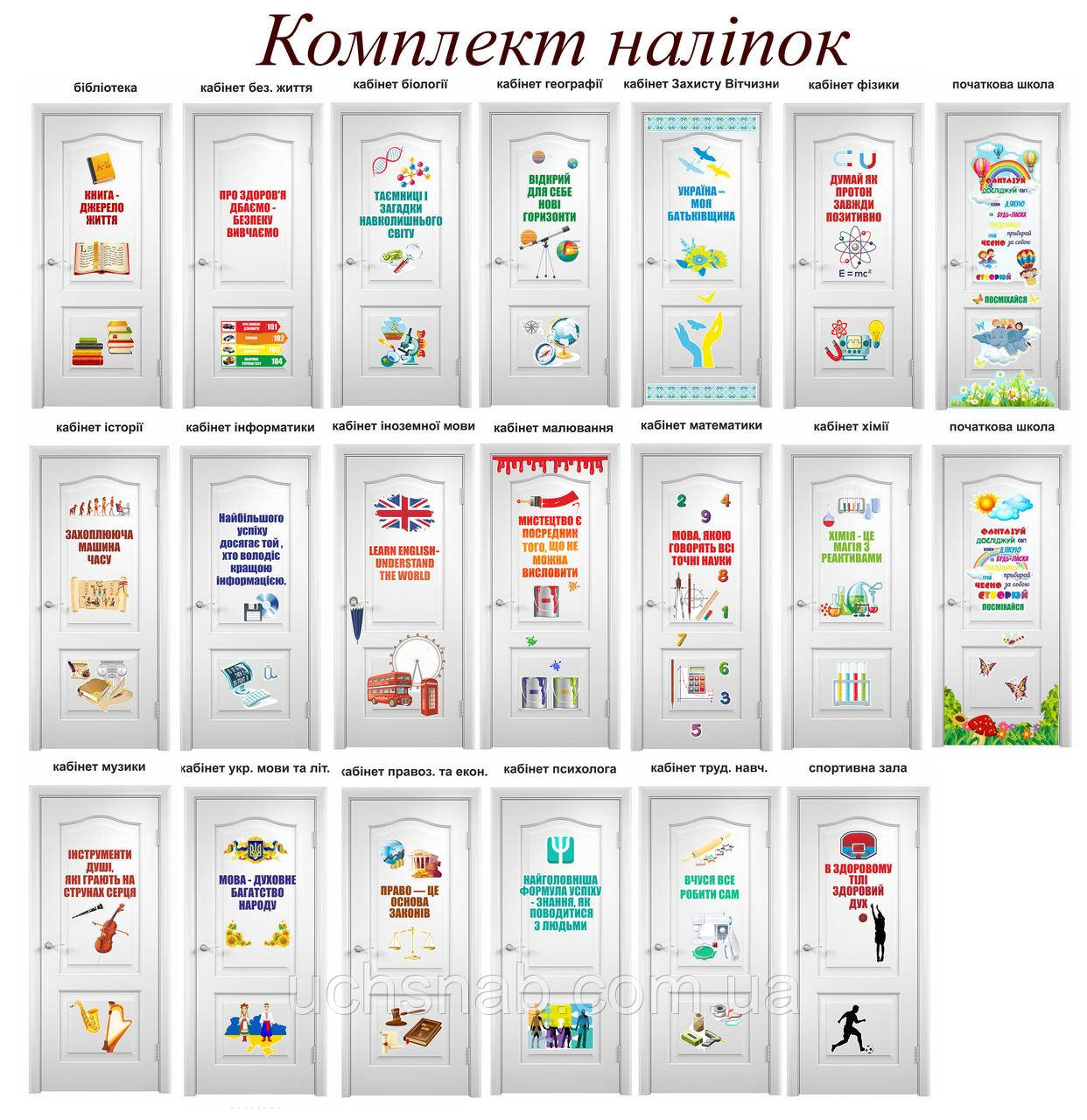 Комплект наклейок на двері для оформлення школи