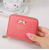 Гаманець жіночий маленький, з бантиком, на блискавці «Cute» (червоний)