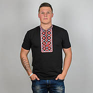 Футболка-вишиванка чоловіча "Француз" чорний, фото 2