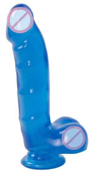 Реалістичний фалоімітатор Doc Johnson Jelly Jewels - Cock and with Balls Suction Cup - Blue