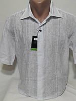 Рубашка мужская Desibell vk-0005 белая классическая хлопок с коротким рукавом, тенниска мужская