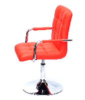 Крісло Augusto ARM CH-Base шкірзам червоний В-1007, на хромованій опорі-бліні, регулювання висоти, фото 2