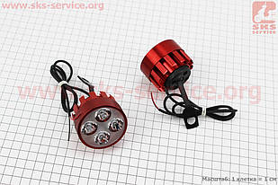 Фара додаткова світлодіодна 4 LED з кріпленням під дзеркало  комплект 2 шт  КРАСНИЙ