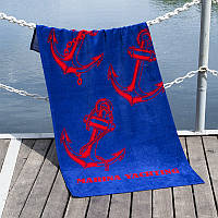 Рушник пляжний велюровое Marina Yachting Lotus синій 75х150 см