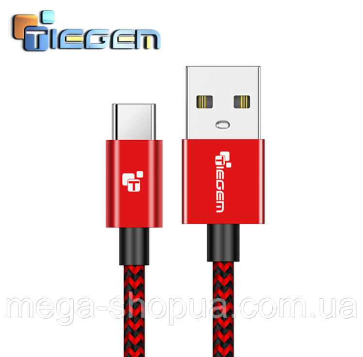 Кабель для швидкої зарядки телефону Tiegem USB - Type-C 1м. Зарядний провід шнур ЮСБ на Тайп З XS1R