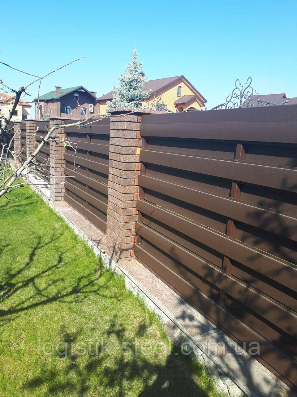 Паркан Ранчо 100 мм горизонтальний металевий двобічне заповнення