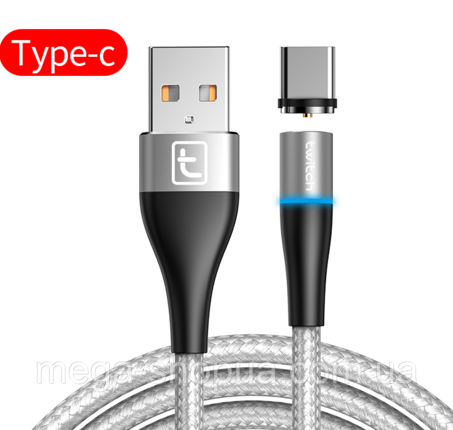 Магнітний кабель для заряджання USB - Type-C. Зарядний провід шнур ЮСБ на Тайп С для телефону смартфона FS1523S
