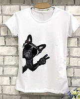 Футболка жіноча з прикольним бульдогом