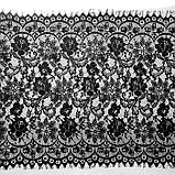 Ажурне французьке мереживо шантильї (з війками) чорного кольору завширшки 51 см, довжина купона 3,0 м., фото 2