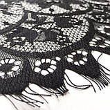 Ажурне французьке мереживо шантильї (з війками) чорного кольору завширшки 51 см, довжина купона 3,0 м., фото 4