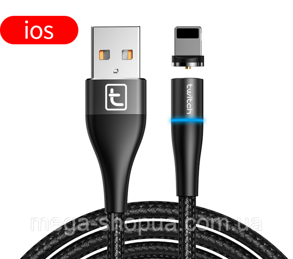 Магнітний кабель для заряджання USB - Lightning зарядний зарядка шнур на iPhone айфон лайтнінг RT722B
