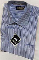 Сорочка чоловіча Kelli vk-0006 світло-сіра в смужку класична з коротким рукавом 40, фото 2