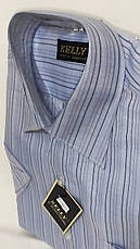 Сорочка чоловіча Kelli vk-0006 світло-сіра в смужку класична з коротким рукавом 40, фото 3