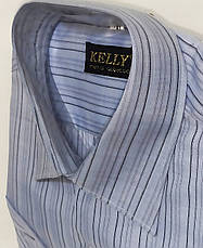 Сорочка чоловіча Kelli vk-0006 світло-сіра в смужку класична з коротким рукавом 40, фото 4