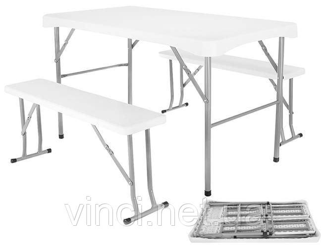 Складний садовий стіл + 2 лавки Складной садовый стол + 2 лавка  Стол с скамейками Стол + скамейки ПОЛЬША нові