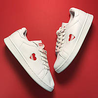 Женские кроссовки Adidas Stan Smith White Red Heart, женские кроссовки адидас стэн смит