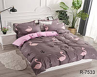 Постельное белье двуспальное евро фламинго, комплект постельного белья с компаньоном R7533