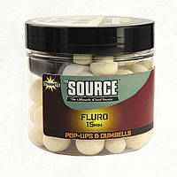 Плаваючі бойли Dynamite Baits Source White Fluro Pop-Ups + Dumbells 15мм