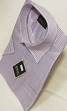 Сорочка чоловіча Kelli vk-0016 рожева в смужку класична з коротким рукавом, фото 3