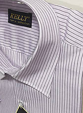Сорочка чоловіча Kelli vk-0016 рожева в смужку класична з коротким рукавом, фото 4