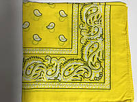 Летняя бандана платок из хлопка цвет желтый и бежевый 55 х 55 см