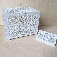 Набор свадебный деревянный сундук для денег и шкатулка под кольца "Wedding Love"