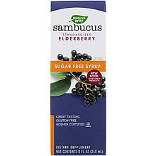 Сироп із бузиною Nature's Way "Sambucus Standardized Elderberry Sugar-Free Syrup" без цукру (240 мл)