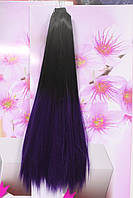 Искусственные волосы на заколках термоволокно омбре черно фиолетовый