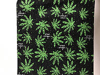 Летняя бандана платок рисунок конопля цвет черный с белым и с зелёным зелёный